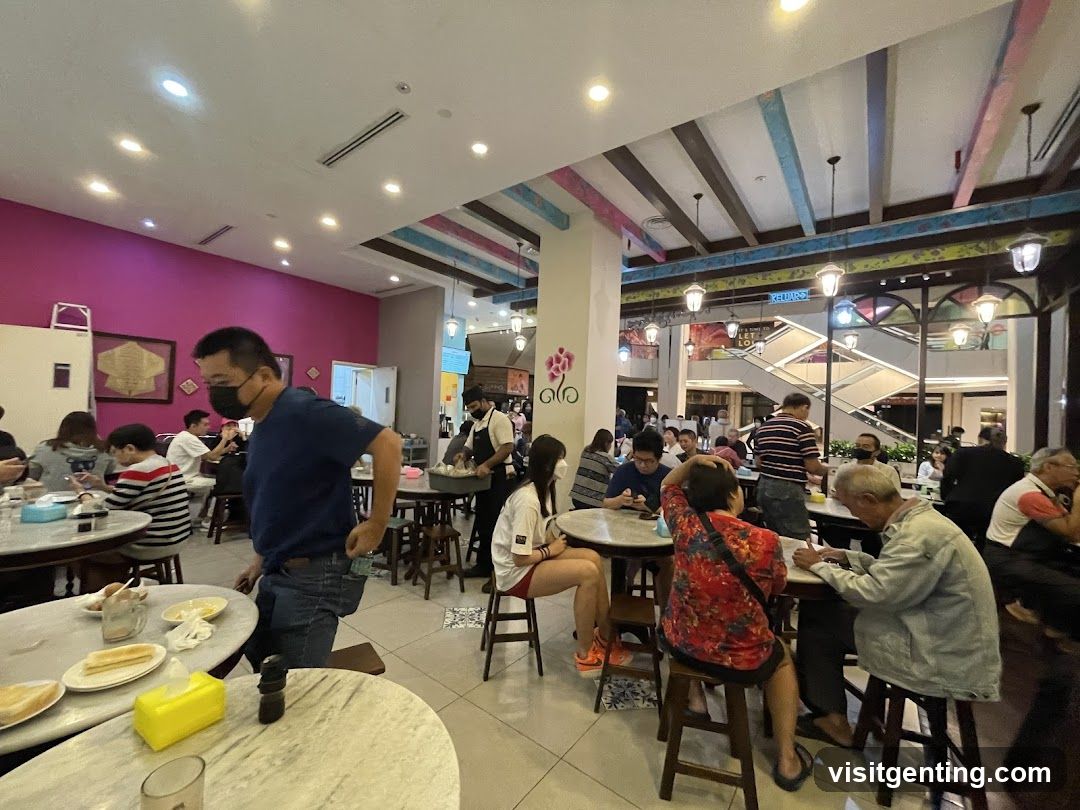 Busy cafe interior with patrons dining