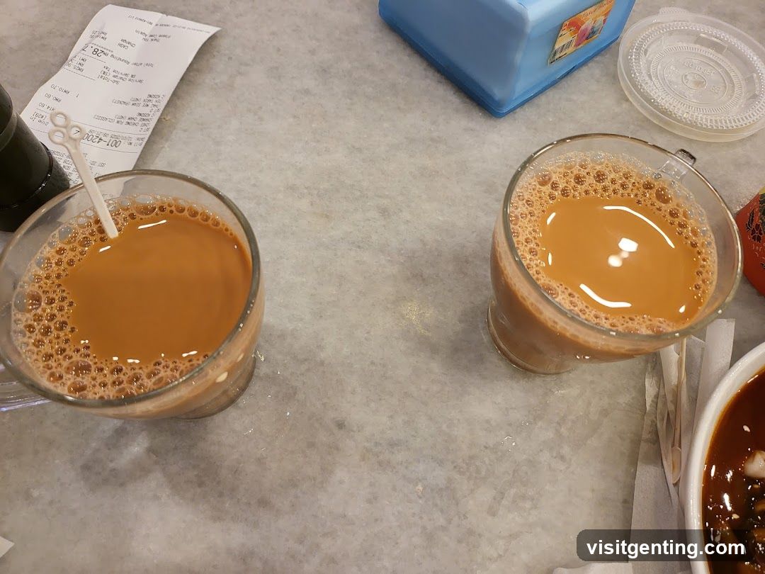 Two cups of milk tea on a table