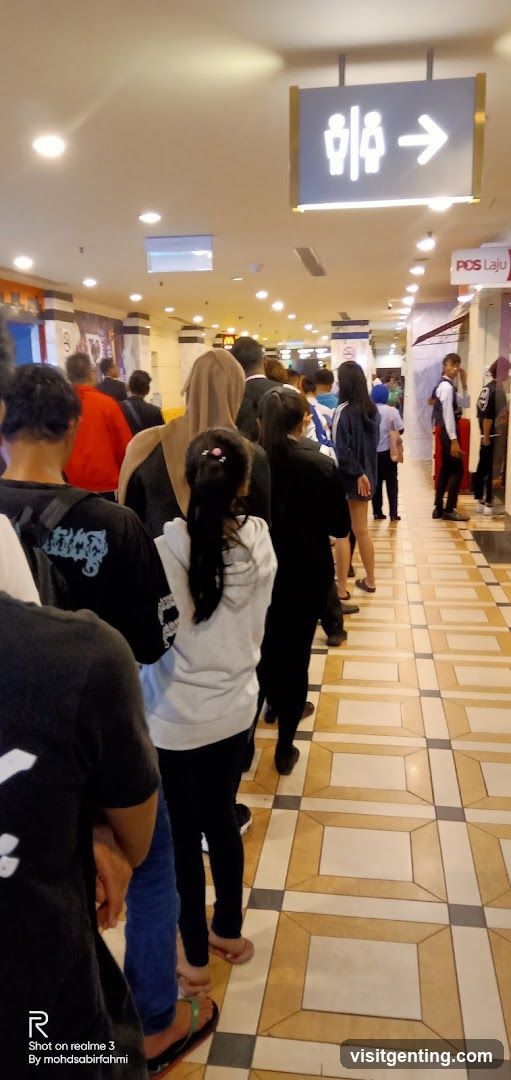 People queuing in a mall