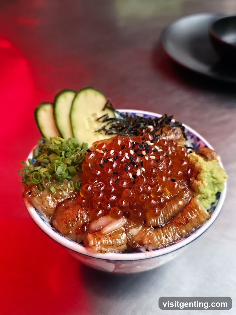 Donburi with Salmon Roe and Eel