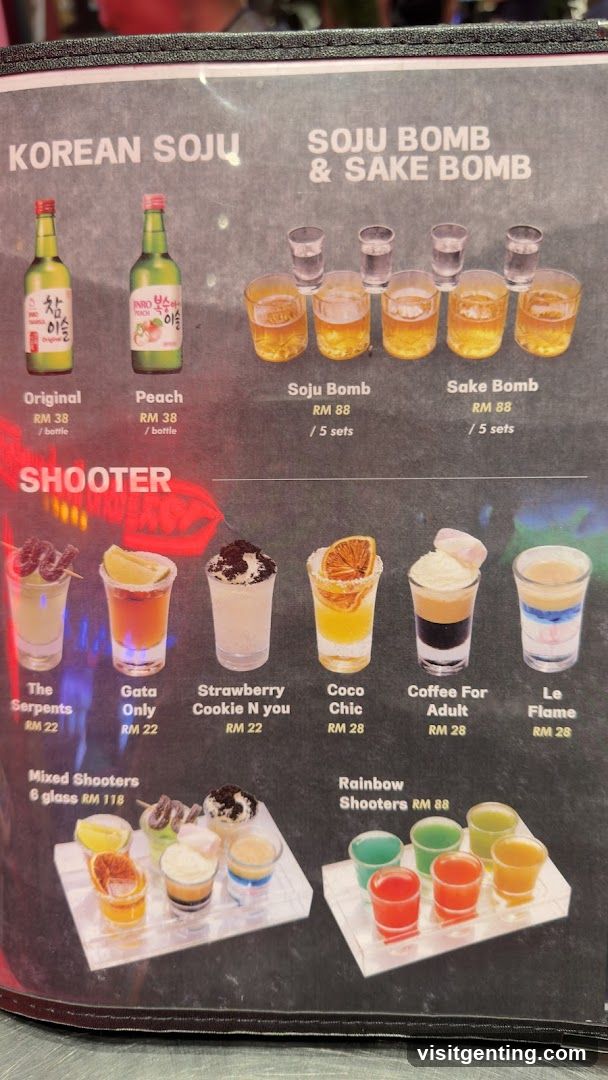 Korean Soju & Shooters Menu