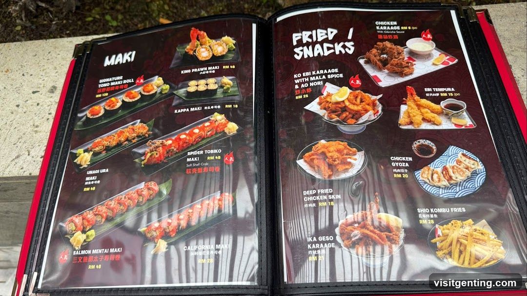 Maki and Fried Snacks Menu