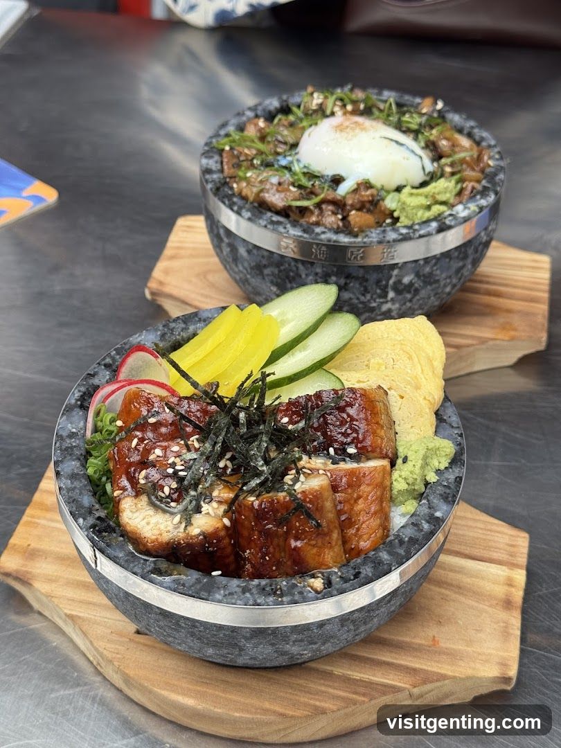 Two Stone Bowls of Food
