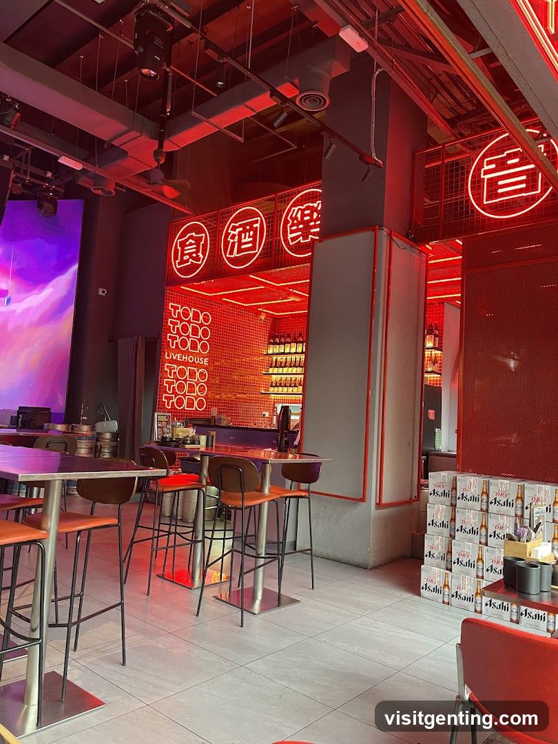 Bar Interior with Neon Signs
