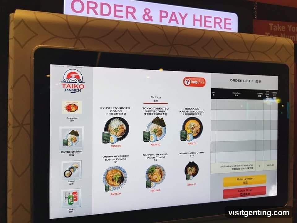 Taiko Ramen Order Screen