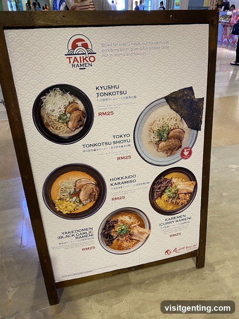 Taiko Ramen Menu