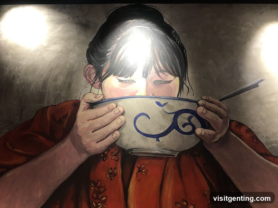 Painting of a Woman Eating Noodles