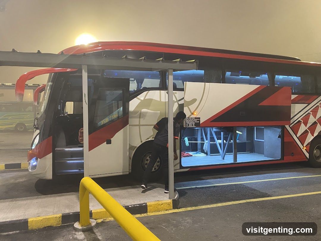 Bus with open compartments