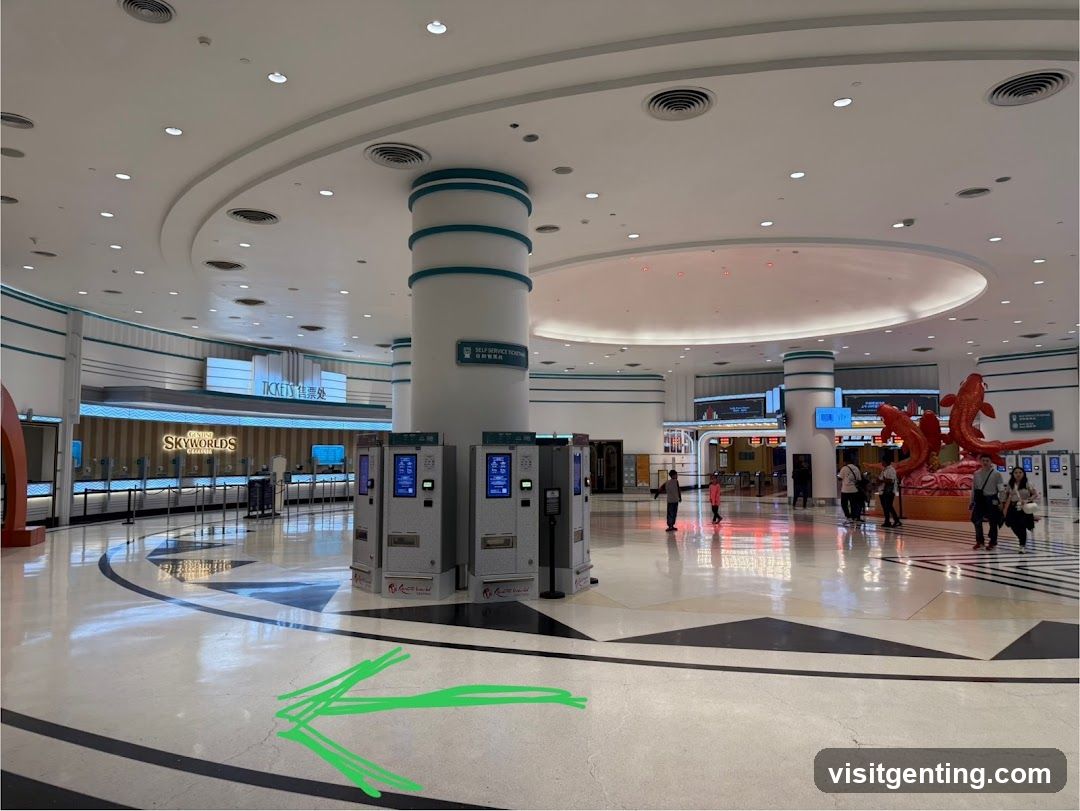 Indoor ticketing area with self-service machines