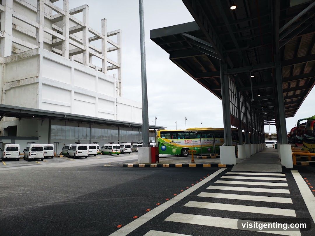 Bus Terminal with Vans and Buses