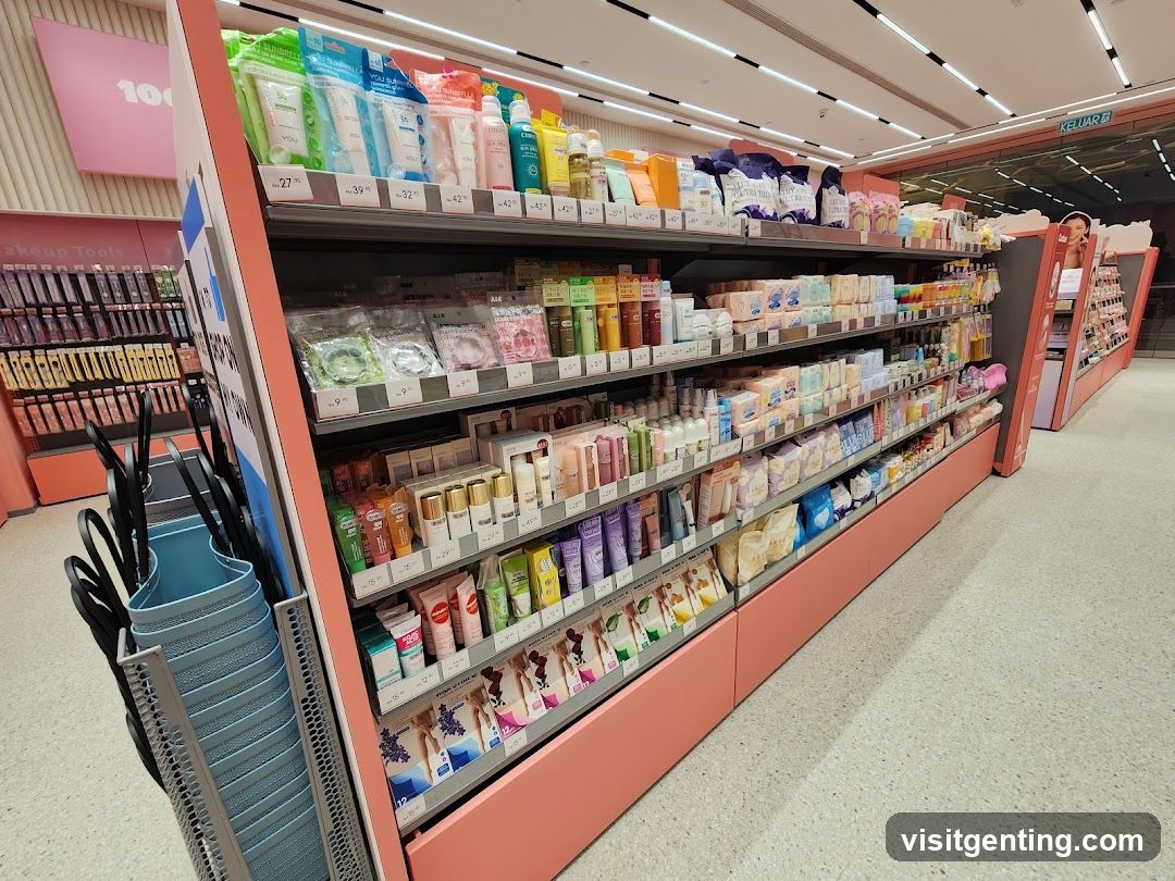 Cosmetics and Skincare Products on Shelves