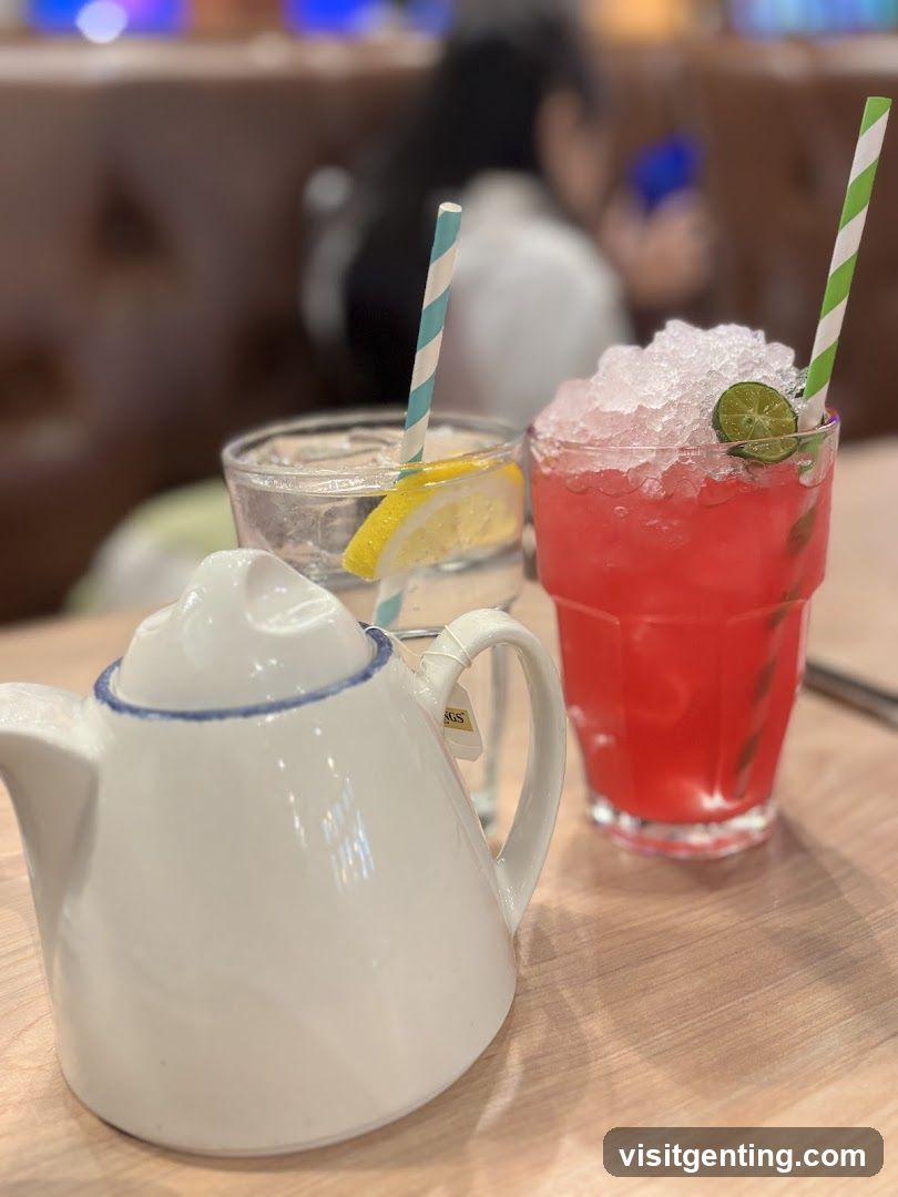 Table with Drinks and Teapot