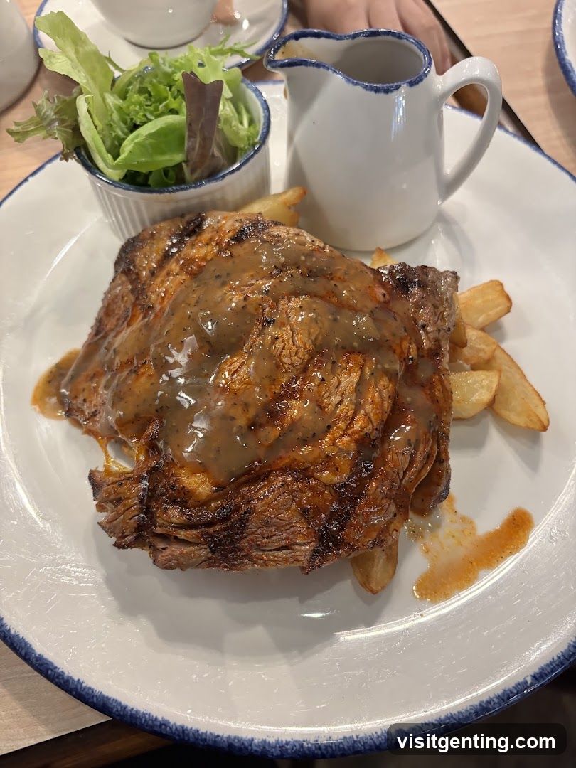 Steak with Chips and Salad