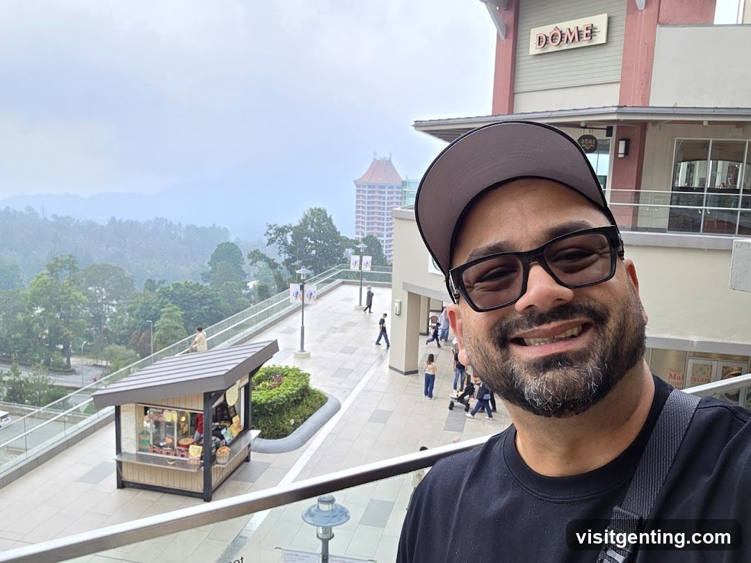 Man taking a selfie with a scenic background