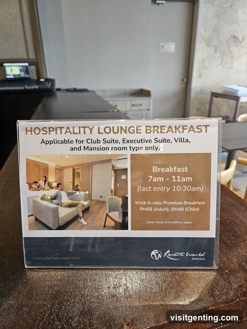 Hospitality Lounge Breakfast Information