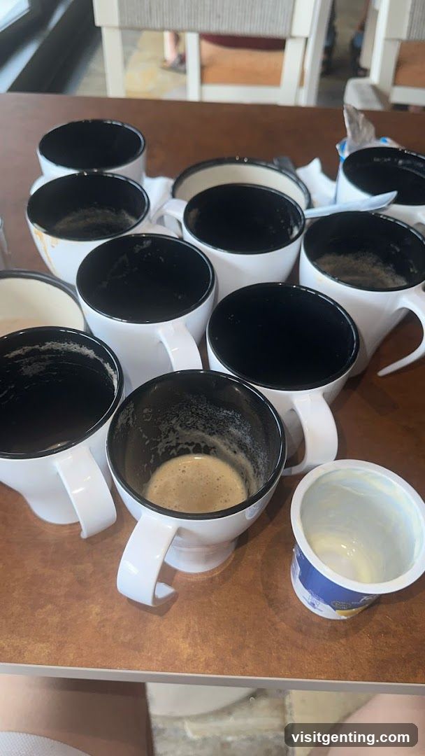 Empty coffee cups and yogurt container