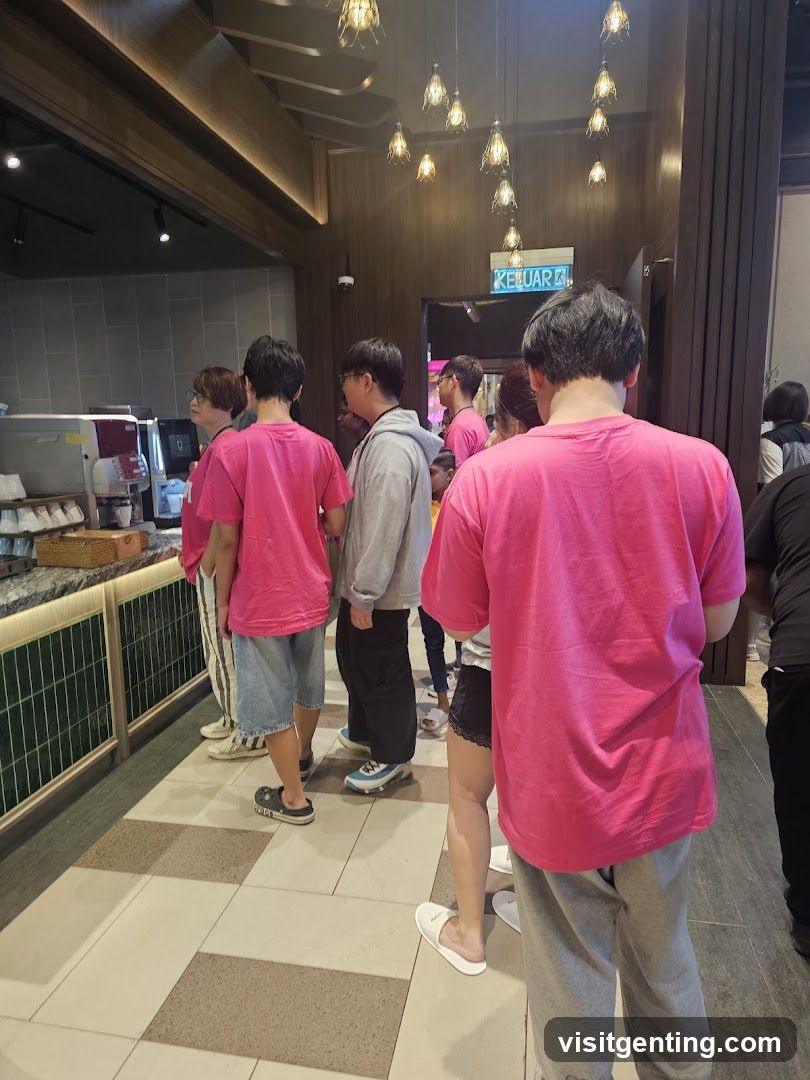 People in line at a food establishment