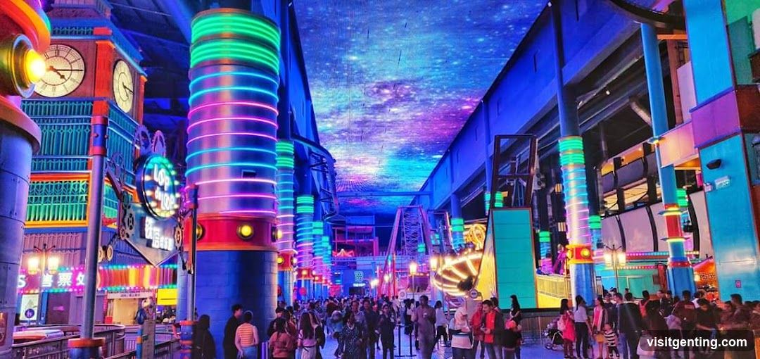 Indoor Amusement Park with Neon Lights