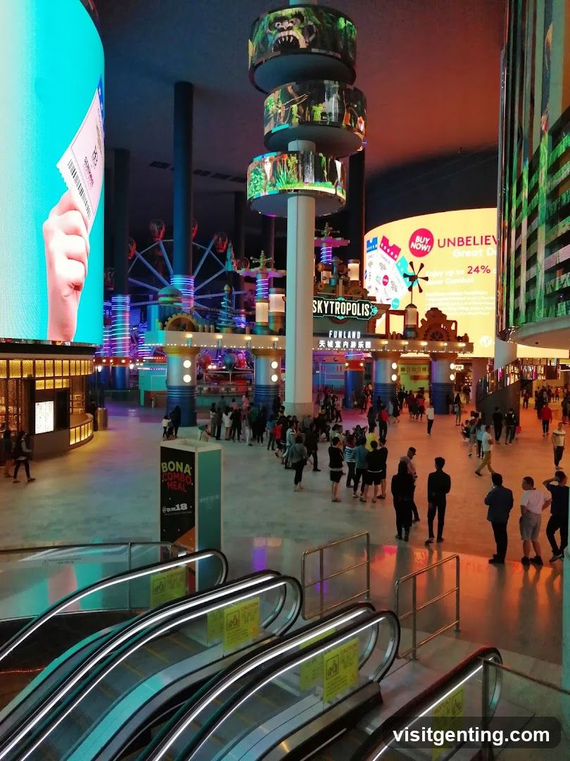 Indoor amusement park with digital displays