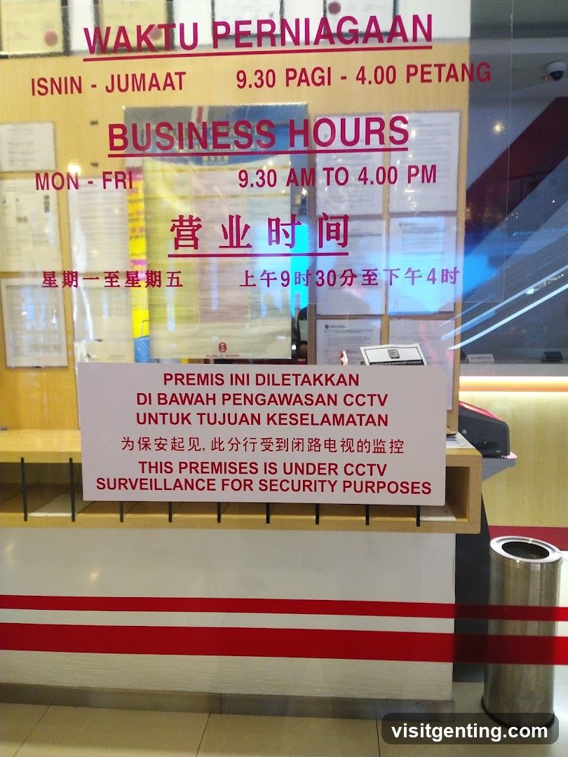 Business Hours Signage at a Financial Institution