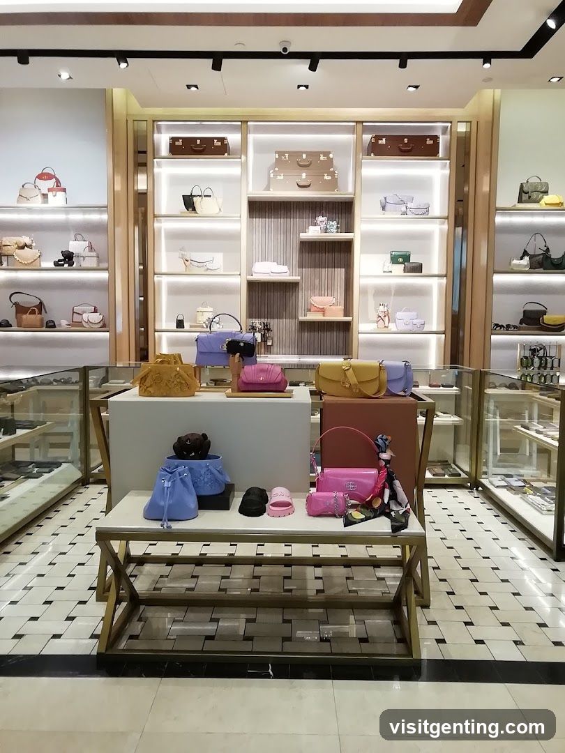 Interior of luxury handbag store