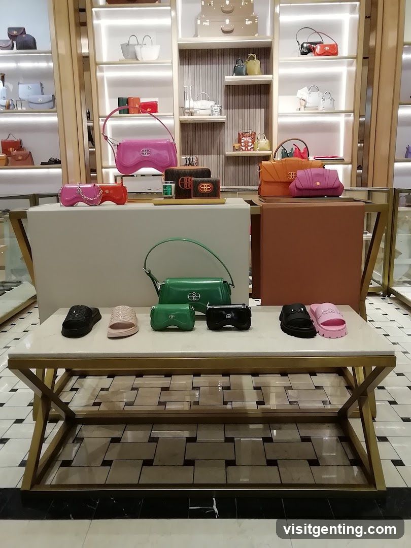 Interior Display of Luxury Handbags and Slippers