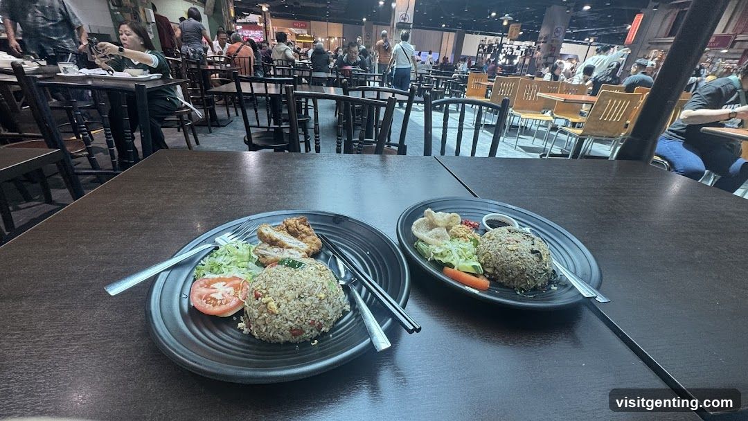 Restaurant Interior with Two Plates of Food