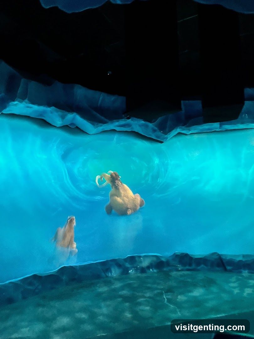 Aquatic exhibit with prehistoric animals