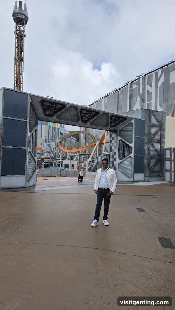 Person at theme park entrance