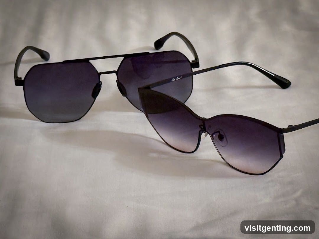 Sunglasses on fabric