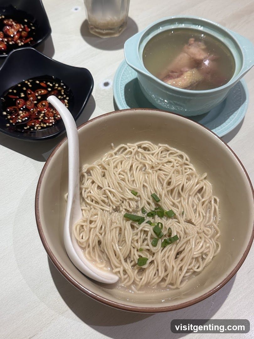 Table Setting with Noodles and Soup