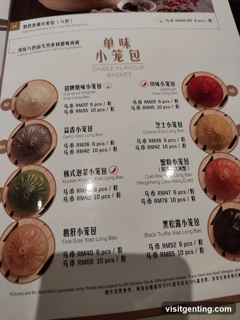 Single Flavour Xiao Long Bao Menu