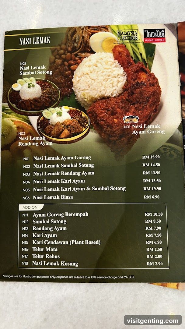 Nasi Lemak Menu