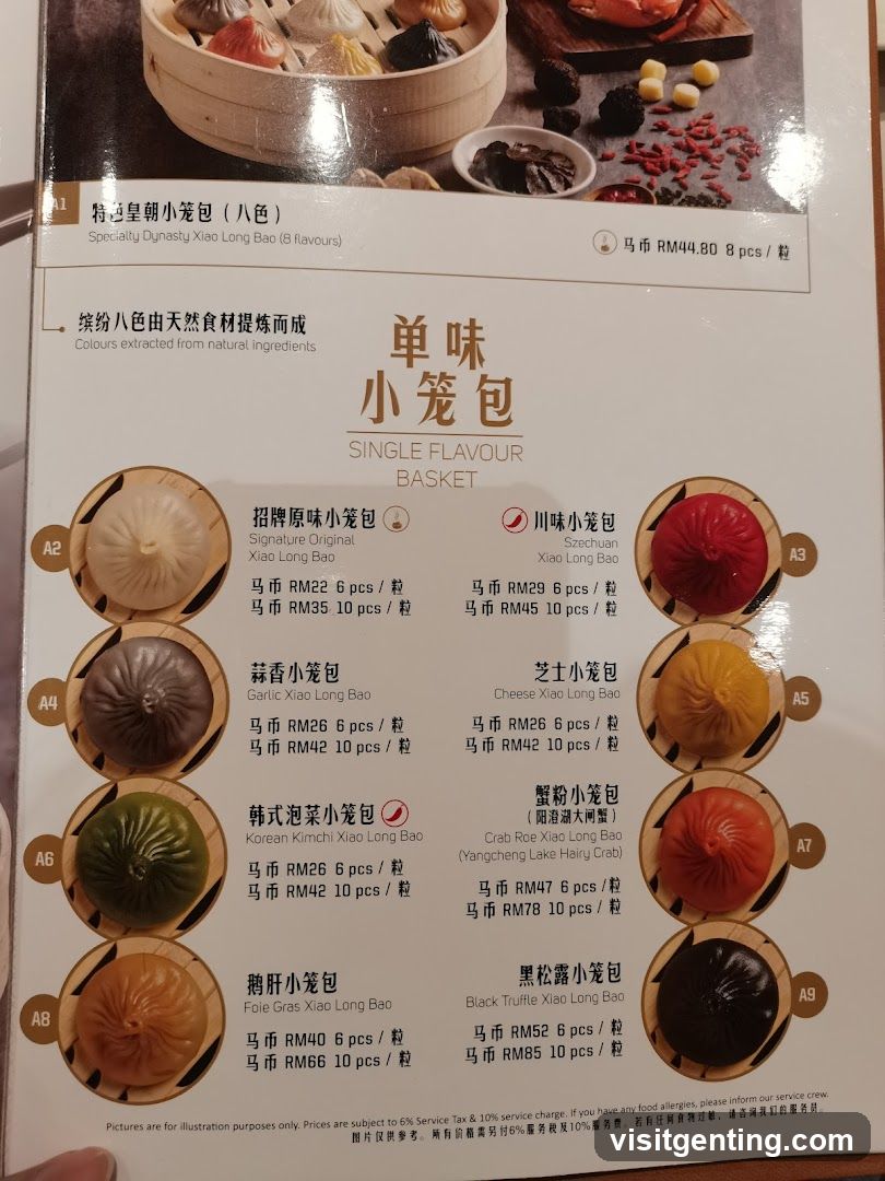 Single Flavour Xiao Long Bao Menu