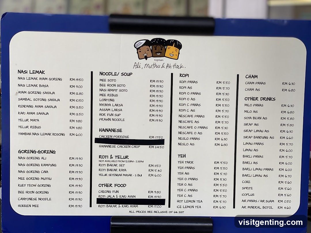 Ali, Muthu & Ah Hack Menu