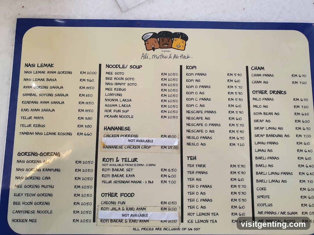 Ali, Muthu & Ah Hack Menu