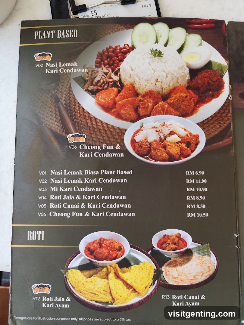 Plant Based and Roti Section of Menu