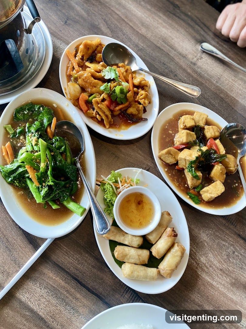 Dining Table with Asian Cuisine