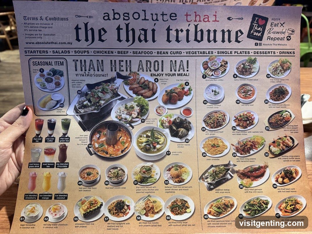Absolute Thai: The Thai Tribune Menu