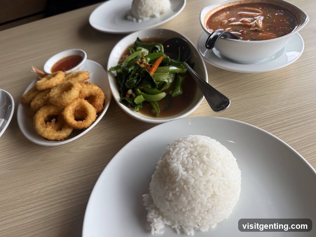 Table with Thai dishes