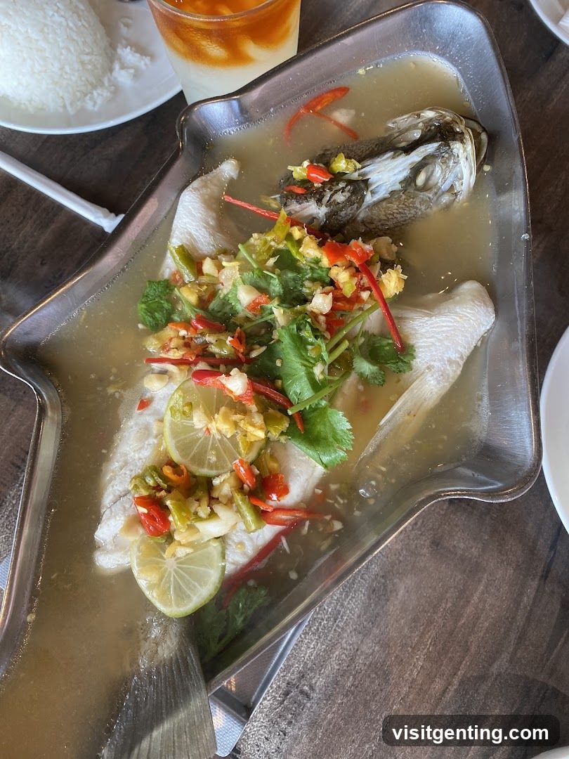 Fish dish served in metal tray
