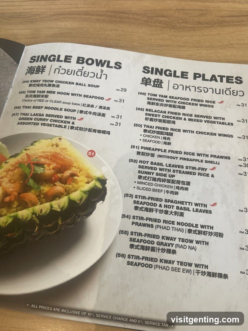 Single Bowls and Single Plates Menu