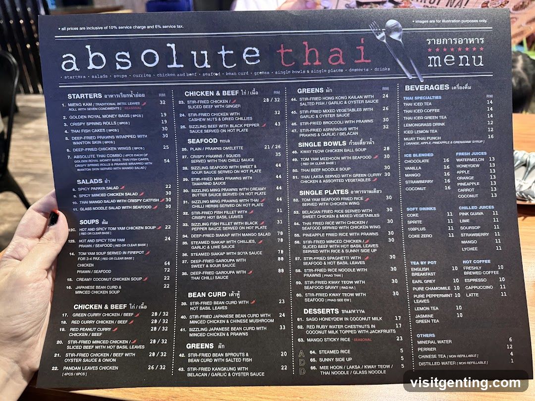 Absolute Thai Menu