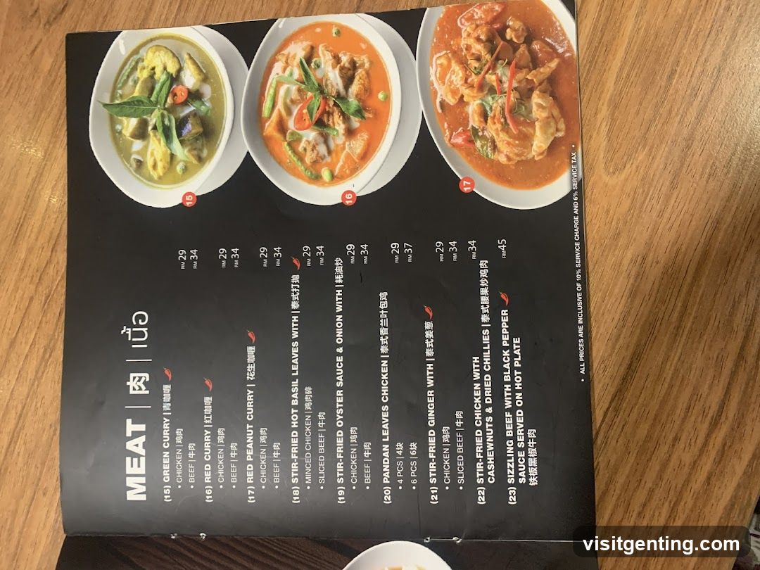 Meat Dishes Menu Section