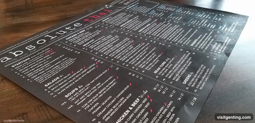 Absolute Thai Menu