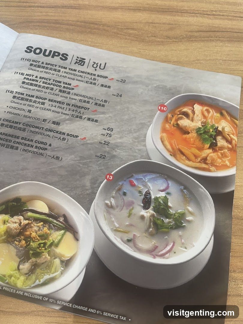 Soups Section of Menu