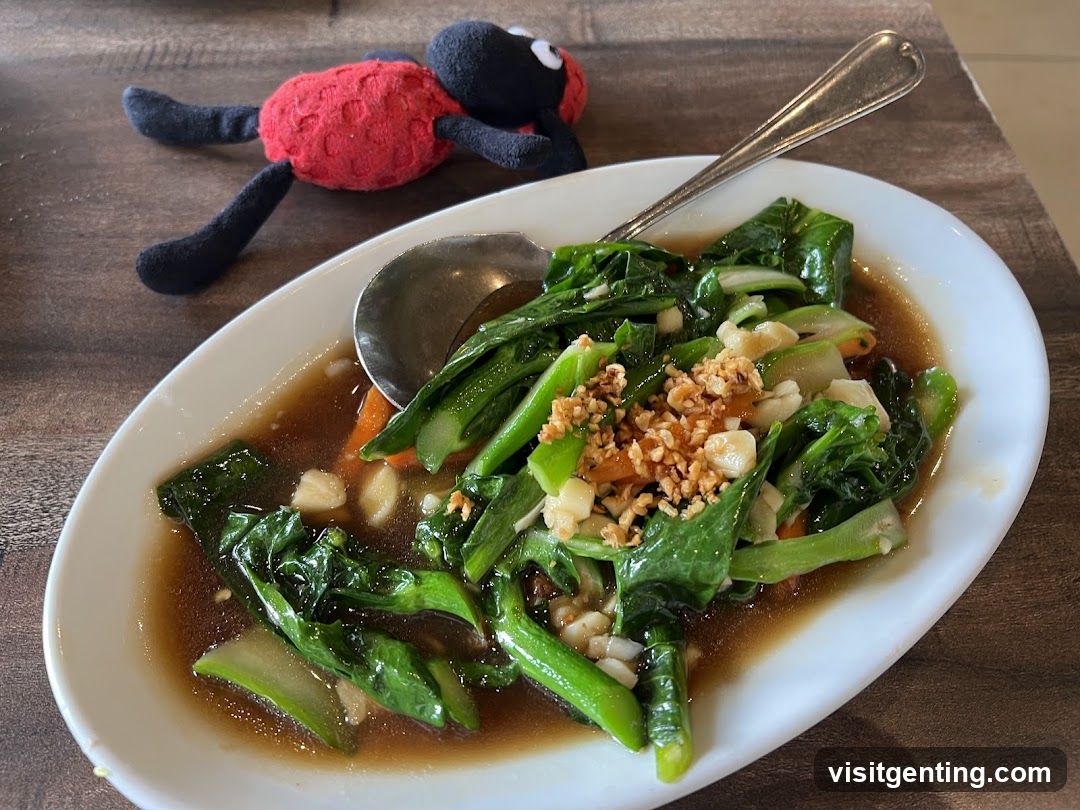 Dish with greens and garnish