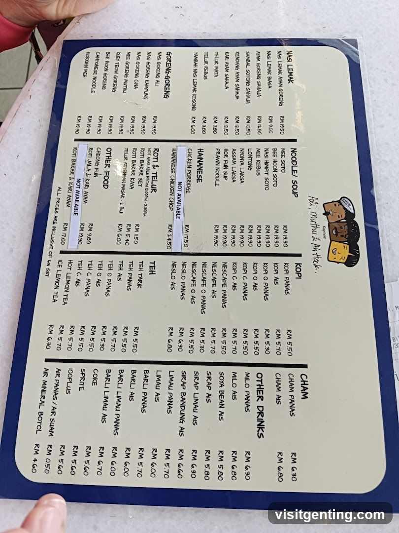 Kopi Pahulu & Hik Thai Menu