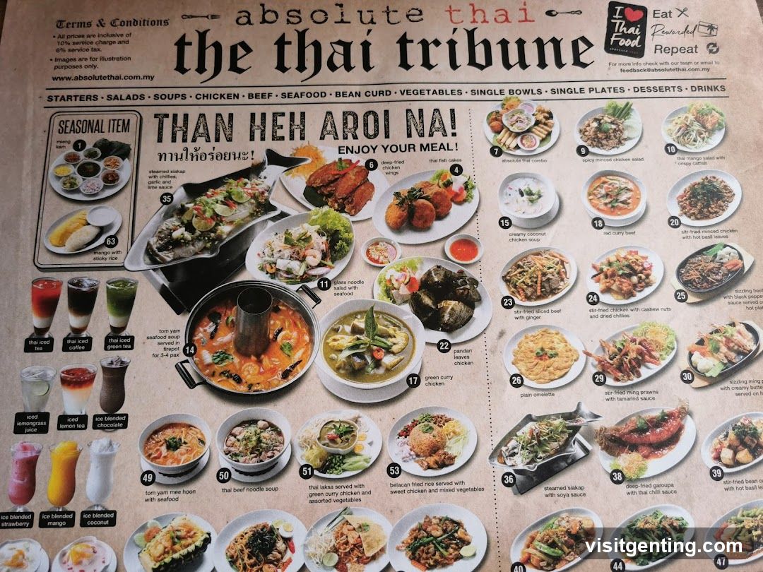 The Thai Tribune Menu
