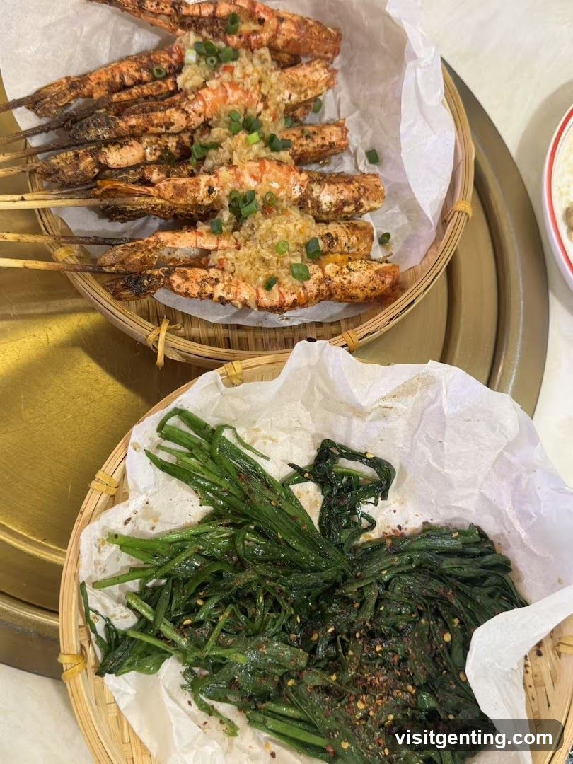 Food served in bamboo baskets